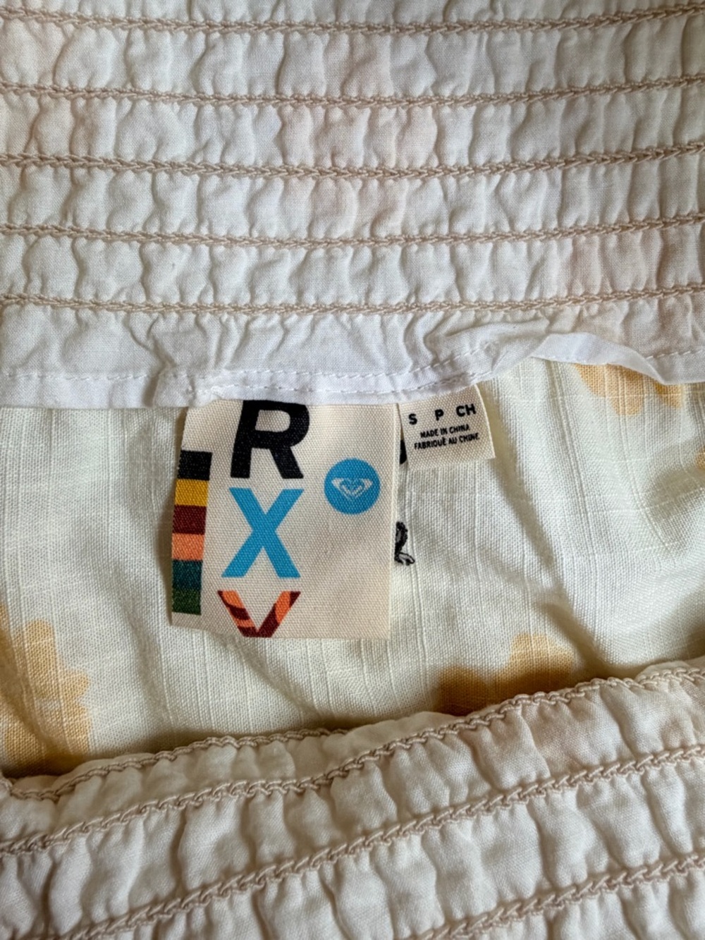 Roxy Yellow White Floral Smocked Maxi Dress Spaghetti Strap Boho S/P - Picture 4 of 6
